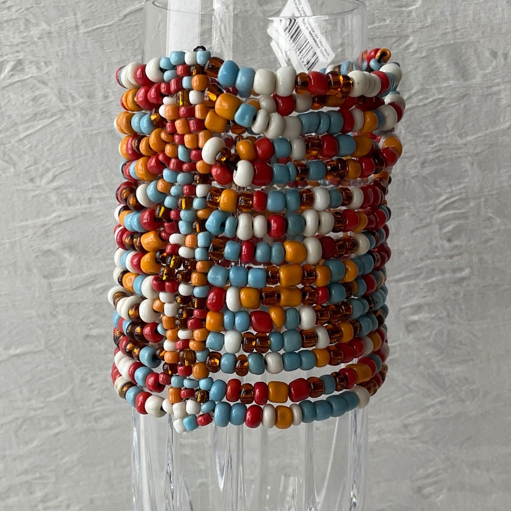 🧚 2/$15 Multi-Strand Elasticized Multi-Coloured Beaded Cuff Bracelet